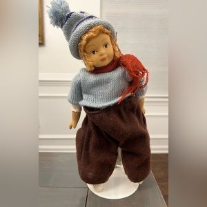 Vintage 12" Porcelain Wool Doll Winter Ski Nordic Skier Springford 1997